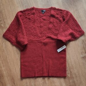 a.n.a Open-Knit Red Women's Cardigan
